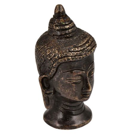 Black Brass Buddha Head Meditation Statue