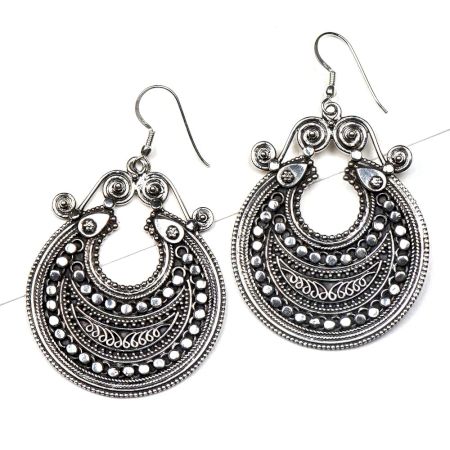 Tribal Hinged 92.5 Sterling Silver Filigree Earring  For women