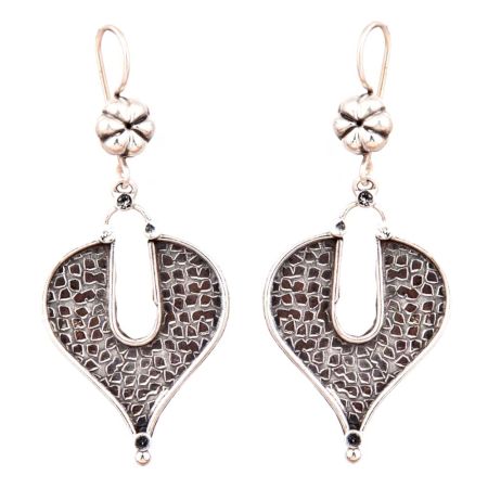 Brick Leaf 92.5 Sterling Silver Earrings Oxidized For Daily Use