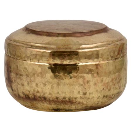 Hand Hammered Brass Round Tiffin Box