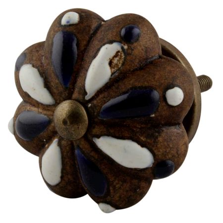 Antique Floral Melon Ceramic Dresser Knobs