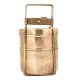 Brass Two Tier Tiffin Box Golden Color With Brass Strap Frame