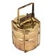 Old Brass Tiffin Box With Two Container And  traditional lock On Brass Strap Frame