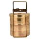 Brass Golden Tiffin Box Two Container Golden Color With Brass Strap Frame