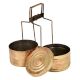 Brass Golden Tiffin Box Two Container Golden Color With Brass Strap Frame