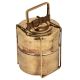 Tribal Two Tier Brass Tiffin Box With a Golden Brass Strap Frame