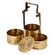 Brass Tiffin Box With Three Containers With  Thick frame And Traditional locking System