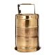 Brass Three Tier Brass Tiffin Box With Thick Frame And Locking System