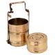 Brass Three Tier Brass Tiffin Box With Thick Frame And Locking System