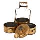 Brass Tiffin Box With Three Containers Small Box Decorative Metal Handle