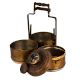 Brass Three Tiffin Box With Adjustable Handle And A Small Box On Top