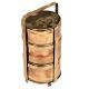 Brass Tiffin Box With Three Tier Disc Frame And Latch on The Top Container