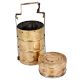 Brass Tiffin Box Four Level Container wit thick Metal Frame Handle