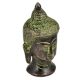 Brass Buddha Head Statue With Eyes Closed Green Patina Finish