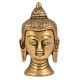 Golden Brass Buddha Head Statue In Meditation Pose