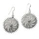 Sun Shape 92.5 Sterling Silver earrings Engraved Traditional Design Dangle Earrings