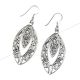 Oval Almond Shape 92.5 Sterling silver Filigree Earrings