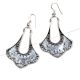 Tribal Petal Design 9.5 Sterling Silver Earrings  Embossed Danglers