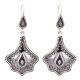 Oxidized 92.5 Sterling silver Earrings Petal Embossed Design Dangler for women