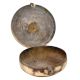 Round Brass Tiffin Box With Lid Heart Carving With Latch