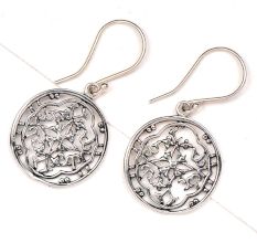 Round 92.5 Floral Filigree Silver Earrings Modern Jewelry For Women