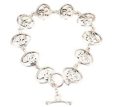 Round Om Charms 92.5 Sterling Silver Bracelet For good Luck