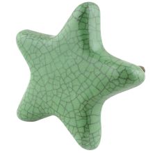 Green Star Crackle Ceramic Knob