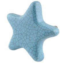 Turquoise Star Crackle Ceramic Knob