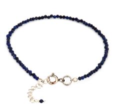 Navy Blue Lapiz Lazuli Beaded Bracelet With Extension Chain