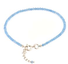 Blue Chalcedony Beaded Bracelet With Extension Chain