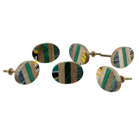 Green Oval Wooden Knob