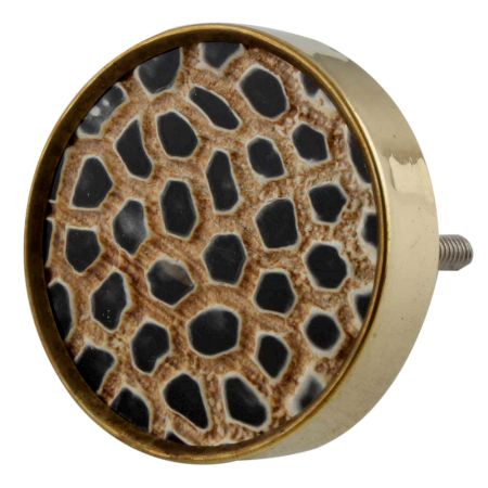 Round Animal Print Horn Brass Cabinet Knobs