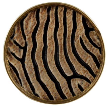 Round Zebra Print Horn Brass Drawer Knobs