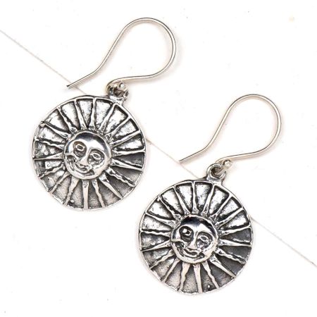 Sun Face 92.5 Sterling Silver Earrings For Women