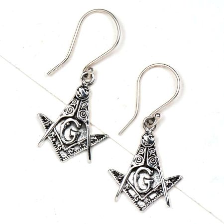 G Letter 92.5 Sterling silver Earrings Engraved Tribal Design Earrings