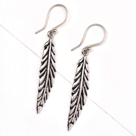 Long Indian leaf 92.5 Sterling silver Earrings For Daily Office Wear