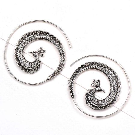 Open Circle Peacock 92.5 Sterling Silver Earrings