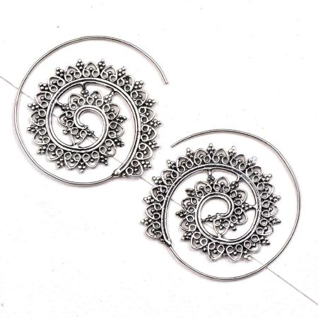 Open CircleÂ  92.5 Silver Sterling EarringsÂ  with Leaf pattern