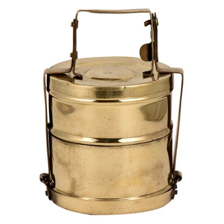 Golden Framed Brass Tiffin Box With Two Storage Box