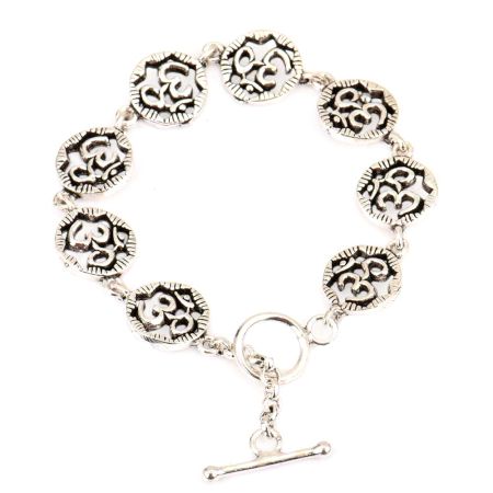 Om Charms 92.5 Sterling Silver Bracelet For good Luck