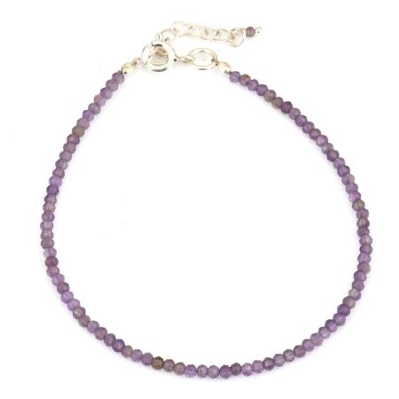 Elegant Amethyst beaded bracelet with extension chain