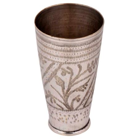 Intricately Carved Brass Lassi Glass Cup For Gifting