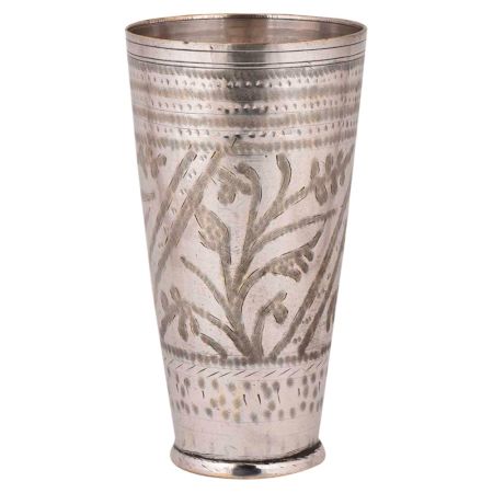 Intricately Carved Brass Lassi Glass Cup For Gifting