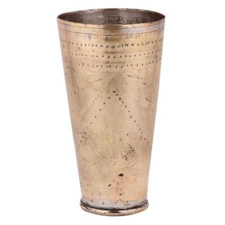 Golden Brass Lassi Glass Cup With Faded Dotted Design