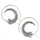 Leaf Circles Round 92.5 Sterling Silver Spiral Earring Tribal Hoop Earrings