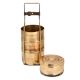 Four Compartment Brass Tiffin Box With A metal Frame And a Lock