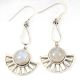 Natural Rainbow Moonstone Gemstone 92.5 Sterling Silver Handmade Female Dangle Earrings