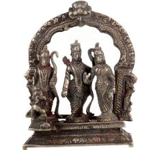 Brass Ram Darbar Statue With  Hanumanji And Prabhavali