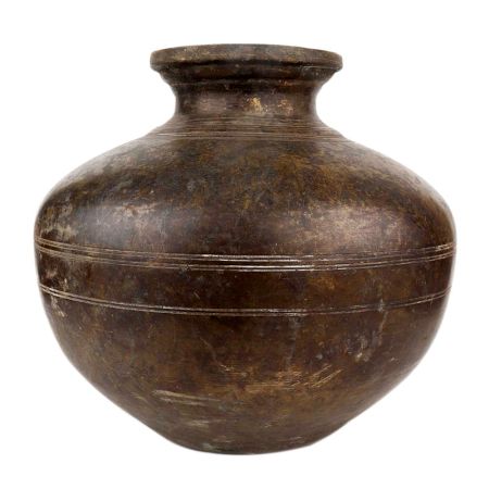 Brass Water Pot Round Bulging Body For Worship