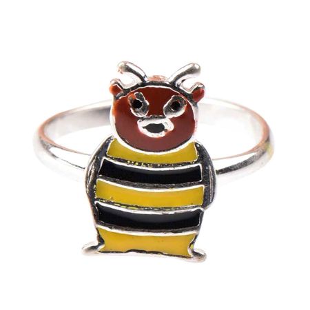 92.5 Sterling Silver Ring With Sweet Bee Charm Kids Jewelry
